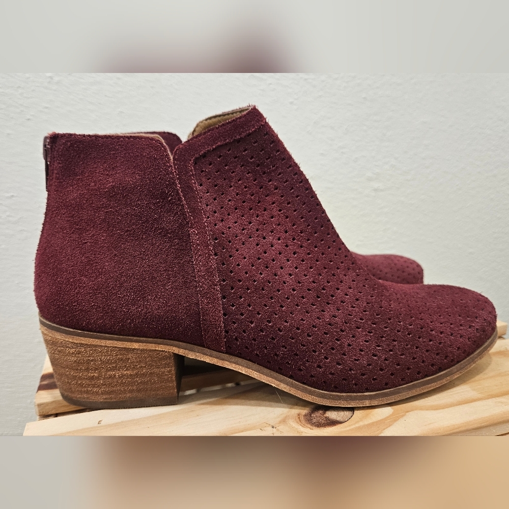 Susina Burgundy Suede Ankle Boots Booties